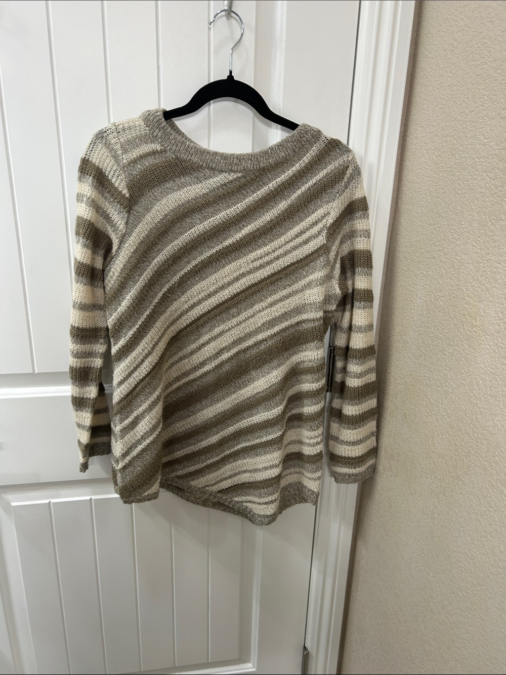Striped Cream and Taupe Women's Sweater
